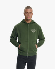 Zip Stitched Heart Vert Sapin Croyez