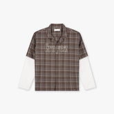 T-shirt en flanelle a manche longue Croyez Marron
