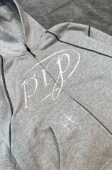 Hoodie Zip Purple Place Gris
