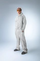 Hoodie Zip Purple Place Gris
