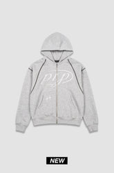 Hoodie Zip Purple Place Gris