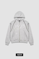 Hoodie Zip Purple Place Gris