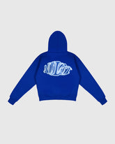 Dos hoodie oversize Noclout bleu royal grand logo blanc streetwear