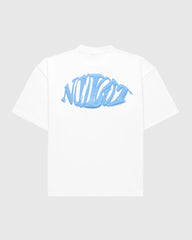 Dos t-shirt oversize Noclout blanc grand logo bleu streetwear