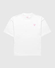 Face t-shirt oversize Noclout blanc petit logo rose poitrine