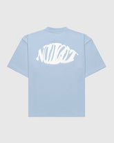 Dos t-shirt oversize Noclout bleu ciel logo blanc streetwear