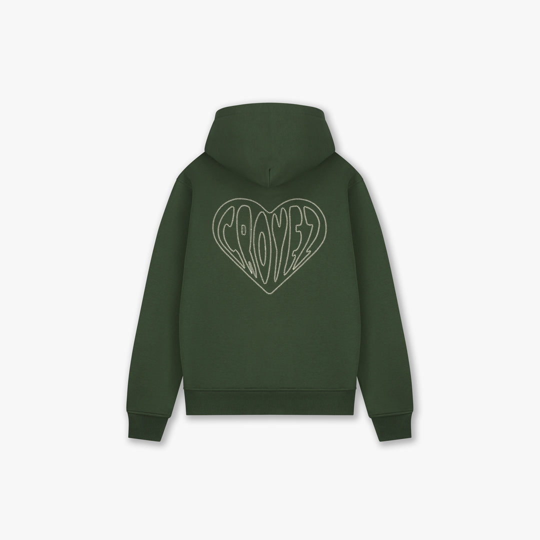 Zip Stitched Heart Vert Sapin Croyez