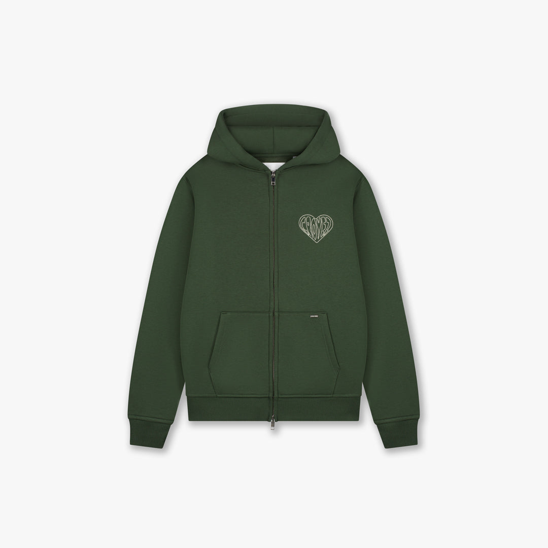 Zip Stitched Heart Vert Sapin Croyez