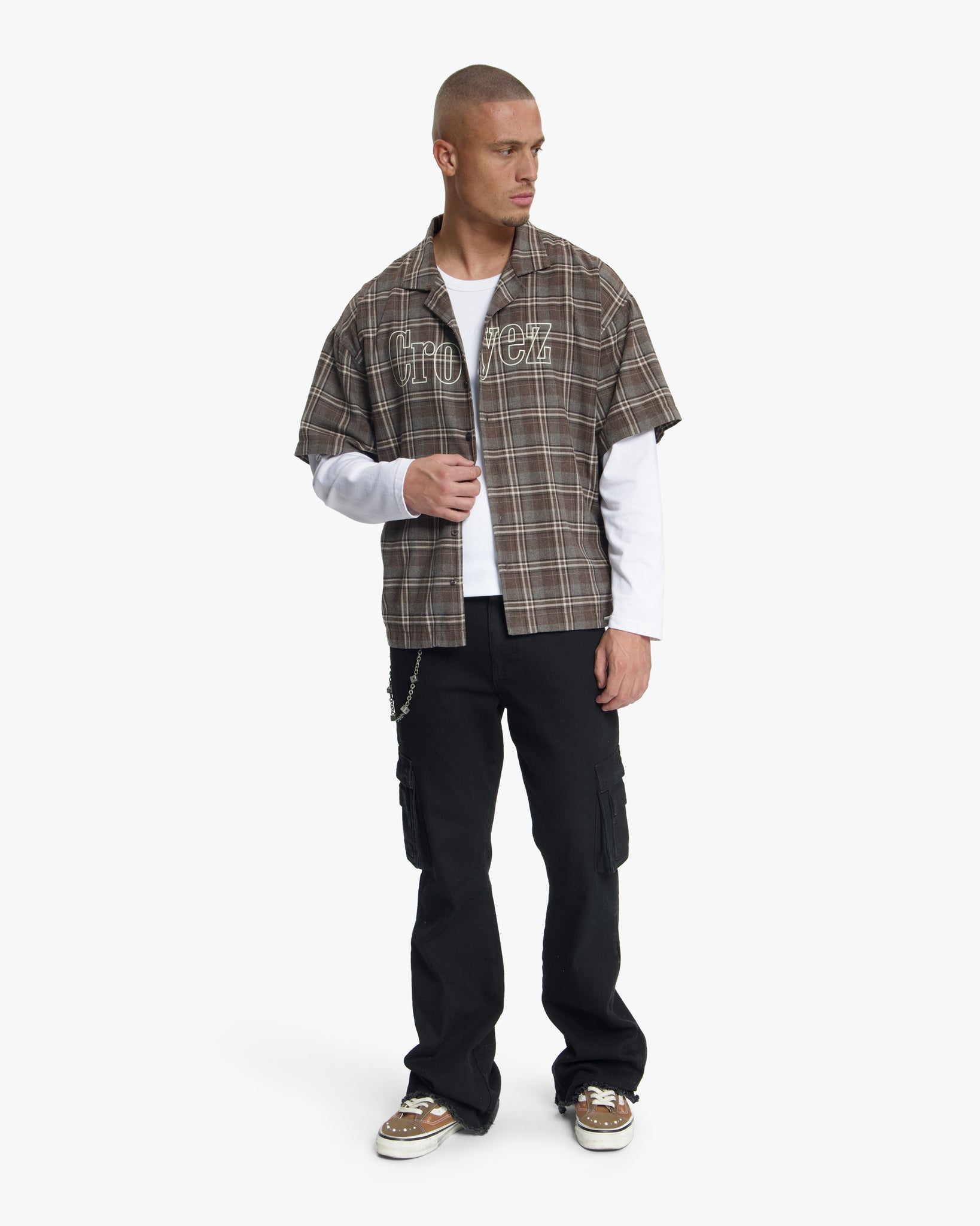 T-shirt en flanelle a manche longue Croyez Marron