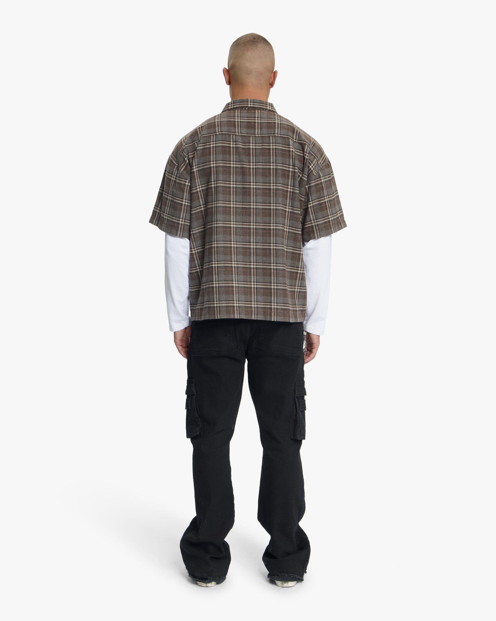 T-shirt en flanelle a manche longue Croyez Marron