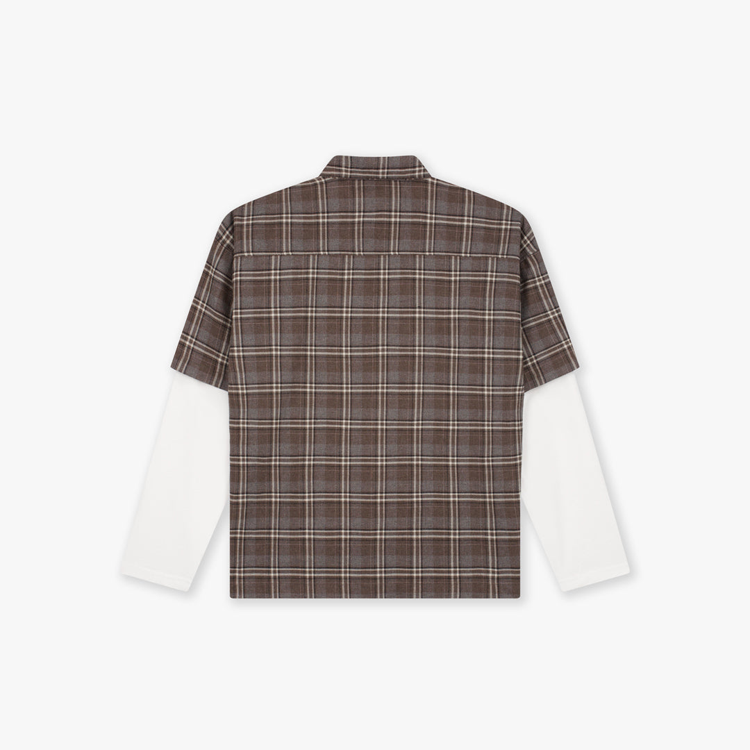 T-shirt en flanelle a manche longue Croyez Marron