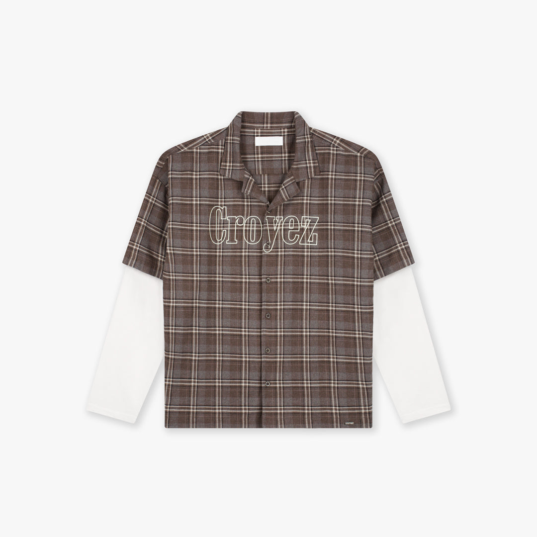 T-shirt en flanelle a manche longue Croyez Marron