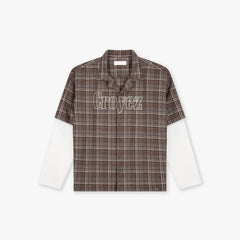 T-shirt en flanelle a manche longue Croyez Marron