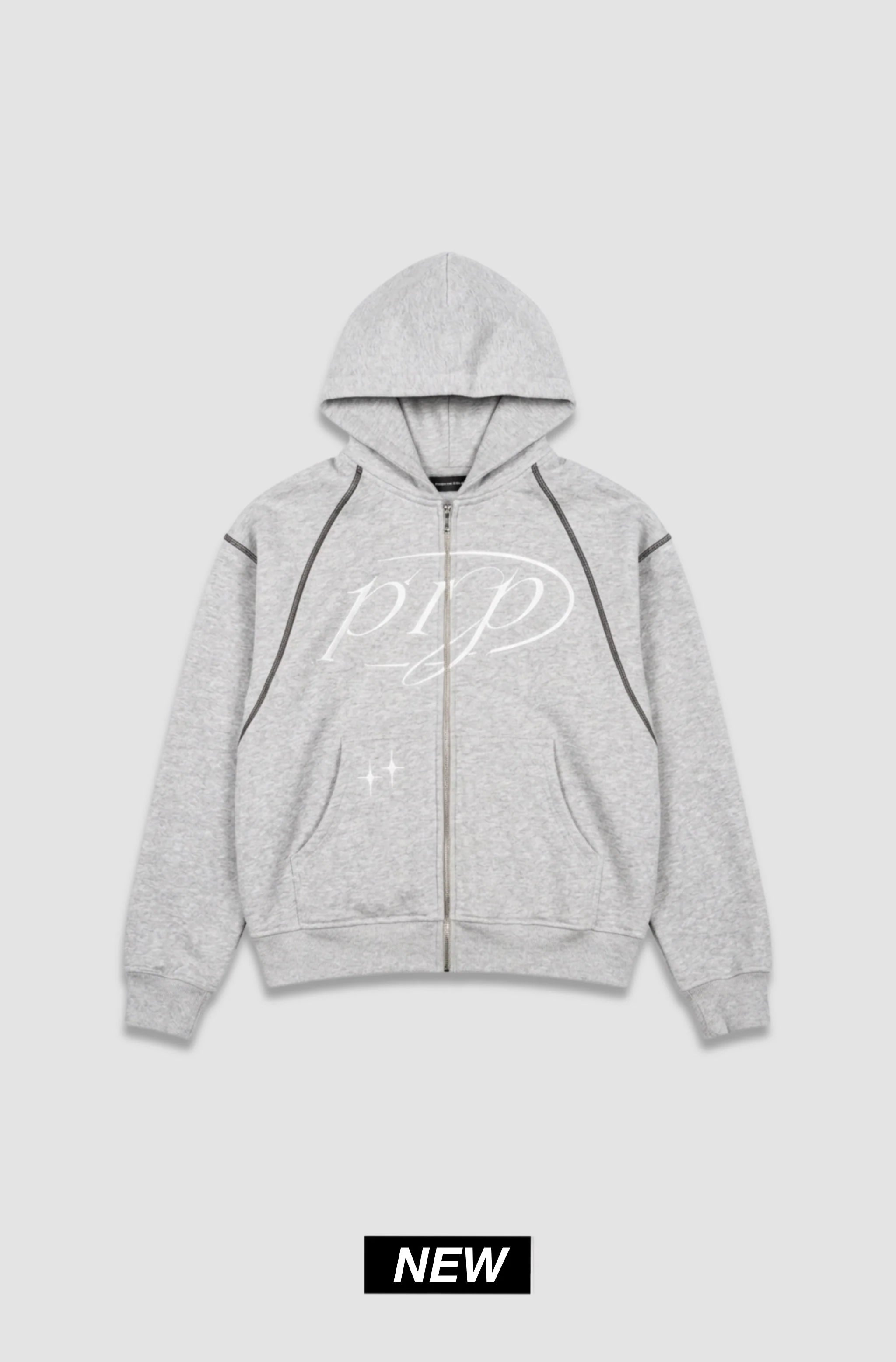 Hoodie Zip Purple Place Gris