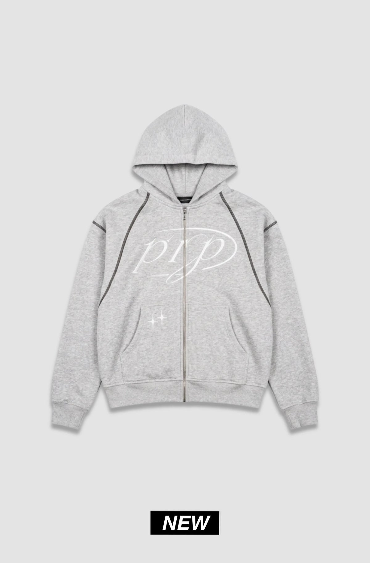 Hoodie Zip Purple Place Gris