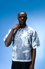 T-shirt Polo Purple Place Blanc Gris