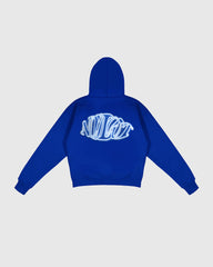 Dos hoodie oversize Noclout bleu royal grand logo blanc streetwear