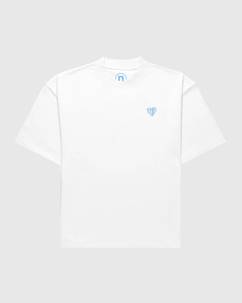 Face t-shirt oversize Noclout blanc petit logo bleu poitrine seconde main