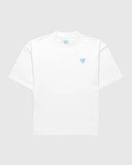 Face t-shirt oversize Noclout blanc petit logo bleu poitrine seconde main