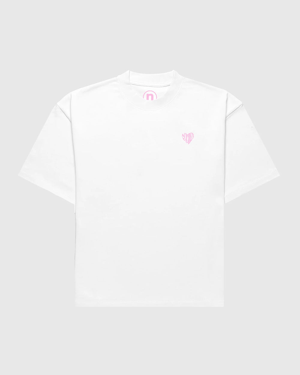 Face t-shirt oversize Noclout blanc petit logo rose poitrine